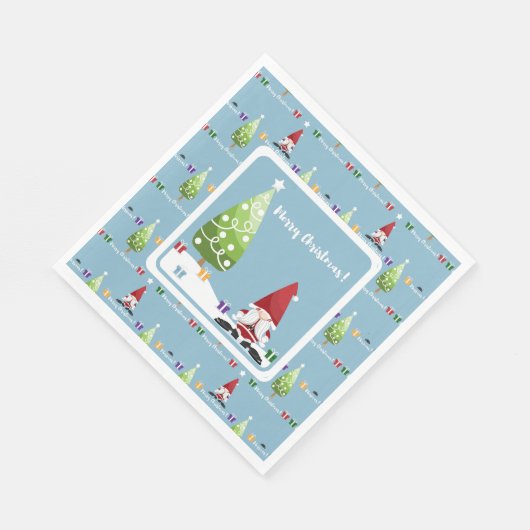 Santa Gnome For Christmas Paper Plate Servet (Hoek)