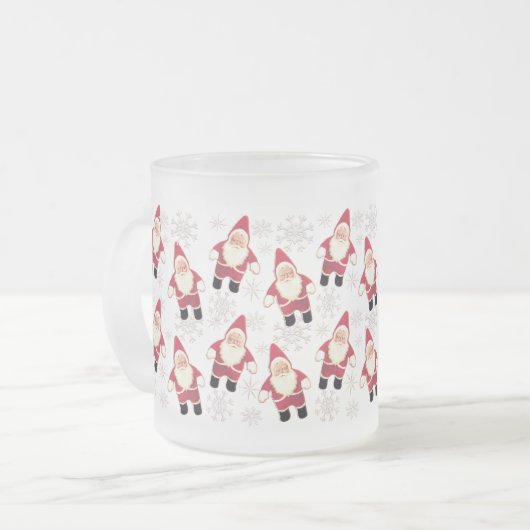 Santa  Gnome Glass kerstMok Matglas Koffiemok (Voorkant links)