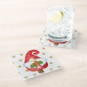 Santa Gnome Glazen Onderzetter (Schuin)
