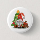 Santa Gnome - Grappig kerstkoepelvormig design Mag Ronde Button 3,2 Cm (Voorkant)
