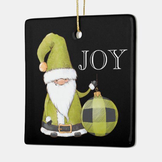 Santa Gnome Green Ornament Editable Kerstmis (Links)