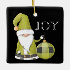 Santa Gnome Green Ornament Editable Kerstmis