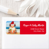 Santa Gnome in een Pet van Beer Funny Holiday Etiket (Insitu)