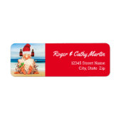 Santa Gnome in een Pet van Beer Funny Holiday Etiket (Voorkant)