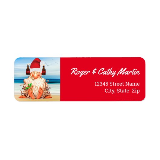 Santa Gnome in een Pet van Beer Funny Holiday Etiket (Voorkant)