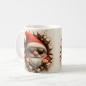 Santa Gnome in Mug - Funny Christmas Cracked wall Koffiemok (Voorkant links)