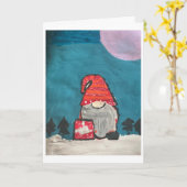 Santa Gnome Kaart (Gele Bloem)