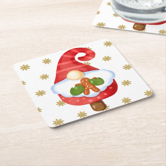 Santa Gnome Kartonnen Onderzetters (Schuin)