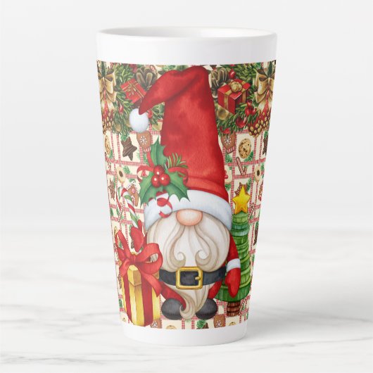 Santa Gnome Latte Mok (Voorkant)