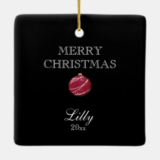 Santa Gnome Red Ornament Editable Kerstmis (Achterkant)