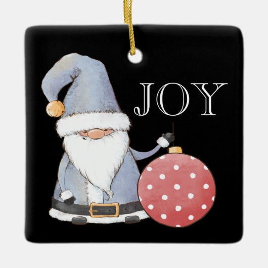 Santa Gnome Red Ornament Editable Kerstmis (Voorkant)