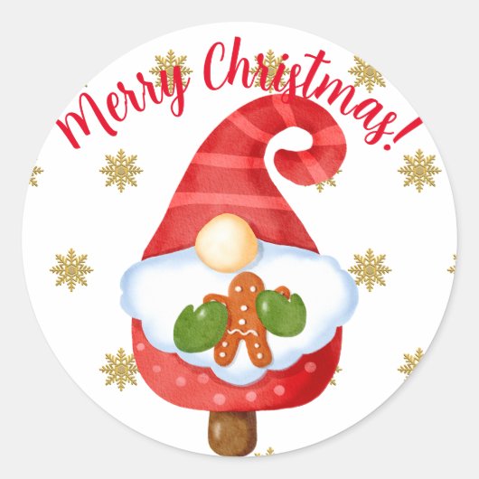 Santa Gnome Ronde Sticker (Voorkant)
