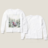 Santa Gnome Sledding Through The Woods LS T-Shirt (Voorkant /achterkant)