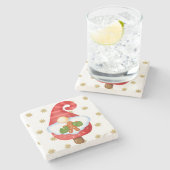 Santa Gnome Stenen Onderzetter (Zijkant)