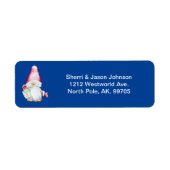 Santa Gnome voor Feestdagen Kerst Blauw Adres Etiket (Voorkant)