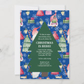 Santa Gnome voor Feestdagen Kerst Patroon Blauw Kaart (Achterkant)