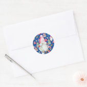 Santa Gnome voor Feestdagen Kerst Patroon Blauw Ronde Sticker (Envelop)