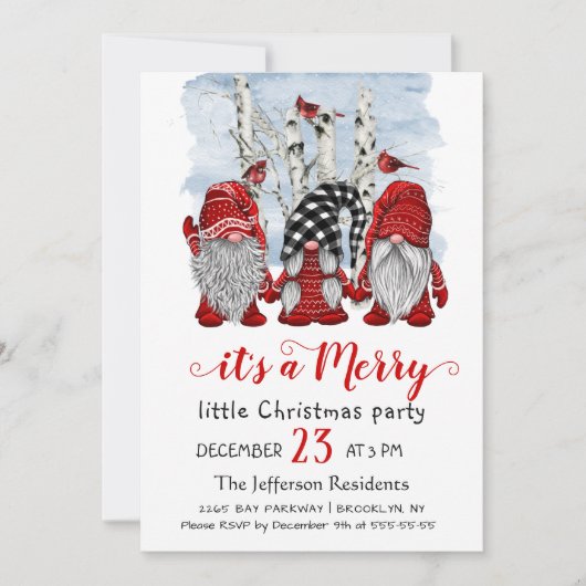 Santa Gnomes Merry Christmas Little Party Kaart (Voorkant)