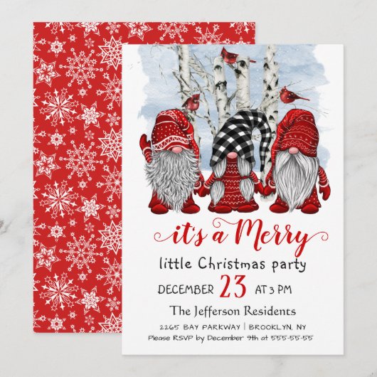 Santa Gnomes Merry Christmas Little Party Kaart (Voorkant / Achterkant)