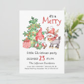 Santa Gnomes Merry Christmas Little Party Kaart (Staand voorkant)