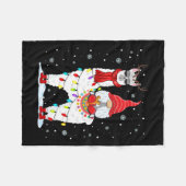 Santa Gnomes Riding Llama Reindeer Kerstlicht Fleece Deken (Voorkant (Horizontaal))
