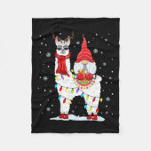 Santa Gnomes Riding Llama Reindeer Kerstlicht Fleece Deken (Voorkant)