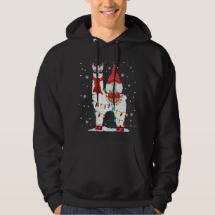 Santa Gnomes Riding Llama Reindeer Kerstlicht Hoodie