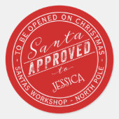 Santa Goedgekeurd cadeauetiket van Noordpool Ronde Sticker (Voorkant)