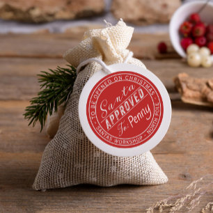 Santa Goedgekeurd cadeauetiket van Noordpool Ronde Sticker