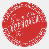 Santa Goedgekeurd cadeauetiket van Noordpool Ronde Sticker (Voorkant)