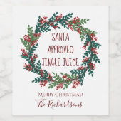 Santa Goedgekeurd Jingle Juice Kerstmis Wijn Etiket (Enkel label)