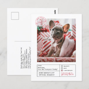 Santa Goedgekeurd Ondeugend of Nice Formulier Foto Briefkaart