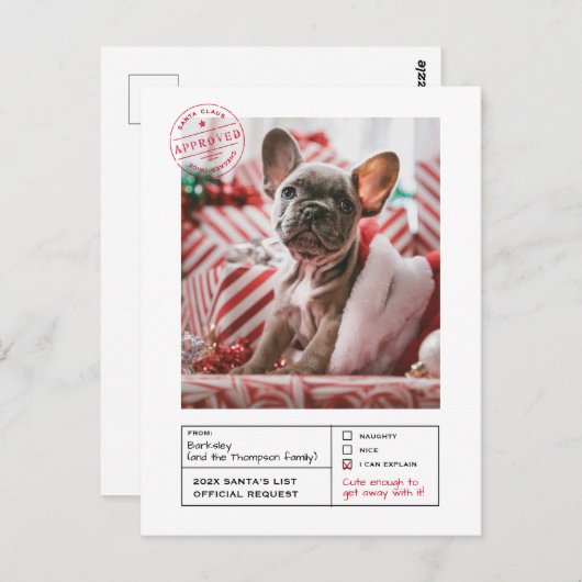 Santa Goedgekeurd Ondeugend of Nice Formulier Foto Briefkaart (Voorkant / Achterkant)