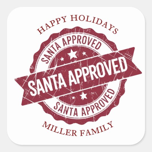 Santa Goedgekeurd Stamp Holiday Sticker (Voorkant)