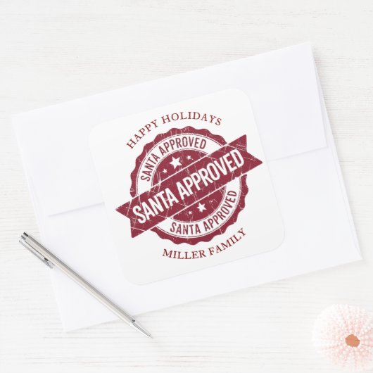 Santa Goedgekeurd Stamp Holiday Sticker (Envelop)