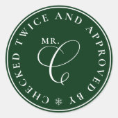 Santa Goedgekeurde Noordpool Groene Kerst stickers (Voorkant)