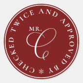 Santa Goedgekeurde Noordpool Rode Kerst stickers (Voorkant)