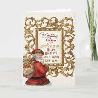 Santa Gold Lijst Vrolijk Kerstfeest Nieuwjaar Feestdagen Kaart