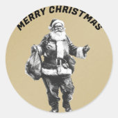 Santa Gold Ronde Sticker (Voorkant)