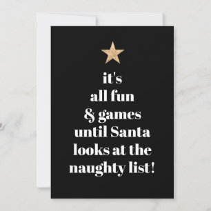 Santa Gold Star Modern Tree Font Funny Humor Quote Feestdagenkaart
