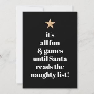 Santa Gold Star Modern Tree Font Funny Humor Quote Feestdagenkaart