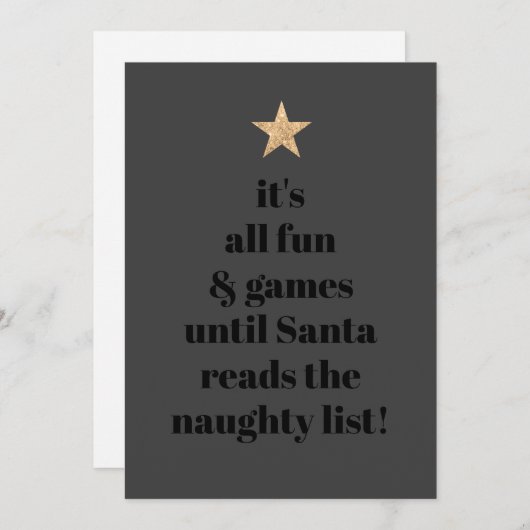 Santa Gold Star Modern Tree Font Funny Quote Feestdagenkaart (Voorkant / Achterkant)