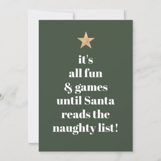 Santa Gold Star Modern Tree Font Funny Quote Green Feestdagenkaart (Voorkant)