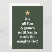 Santa Gold Star Modern Tree Font Funny Quote Green Feestdagenkaart (Voorkant / Achterkant)