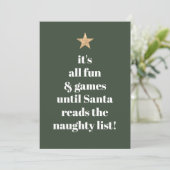 Santa Gold Star Modern Tree Font Funny Quote Green Feestdagenkaart (Staand voorkant)