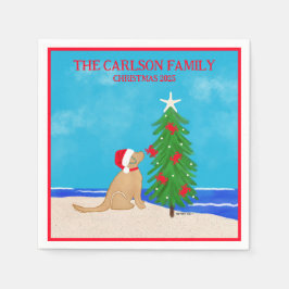 Santa Golden Dog Kerstmis 2025 Servet