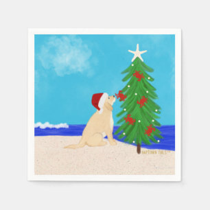 Santa Golden Dog Kerstwensen Servetten