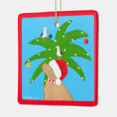 Santa Golden Dog Trimmen van de kerstpalmboom Keramisch Ornament (Links)