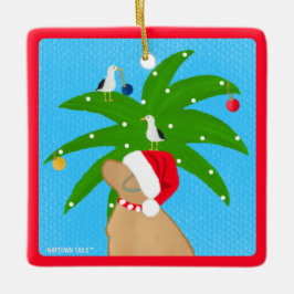 Santa Golden Dog Trimmen van de kerstpalmboom Keramisch Ornament