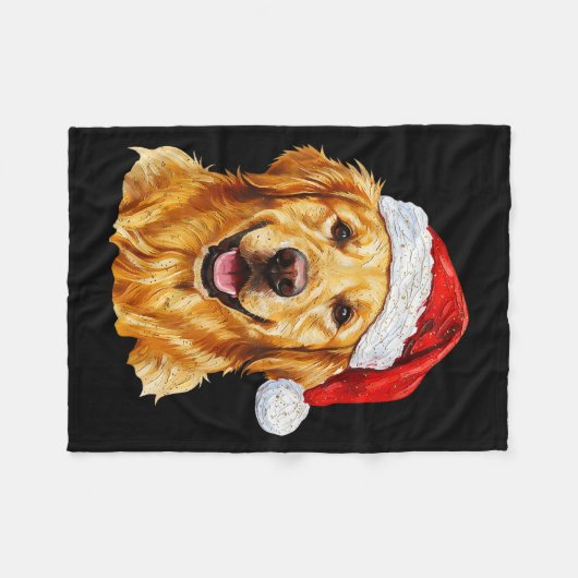 Santa Golden Retriever Christmas Golden Retriever  Fleece Deken (Voorkant (Horizontaal))